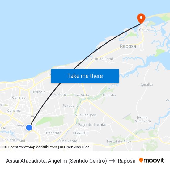 Assaí Atacadista, Angelim (Sentido Centro) to Raposa map