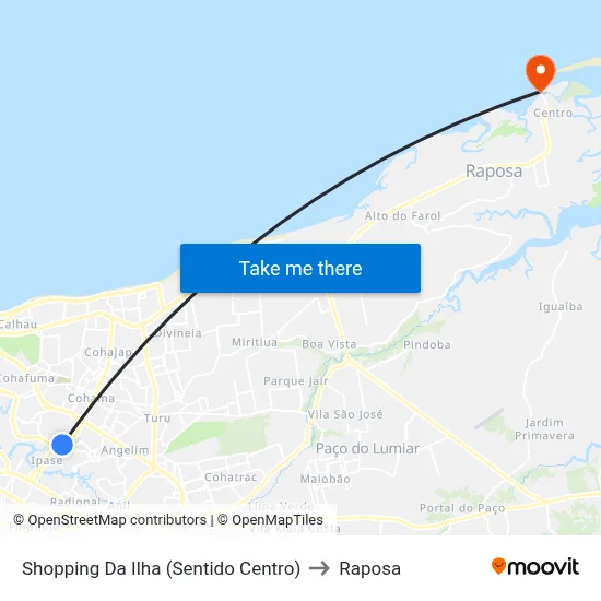 Shopping Da Ilha (Sentido Centro) to Raposa map