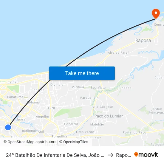 24º Batalhão De Infantaria De Selva, João Paulo to Raposa map