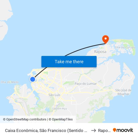 Caixa Econômica, São Francisco (Sentido Centro) to Raposa map