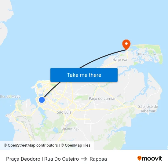 Praça Deodoro | Rua Do Outeiro to Raposa map