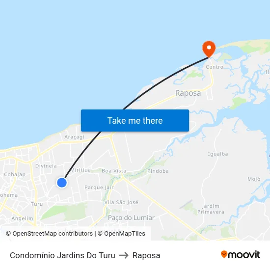 Condomínio Jardins Do Turu to Raposa map