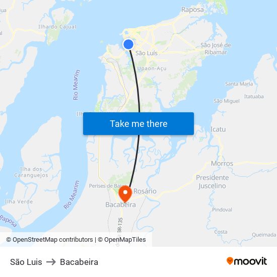 São Luis to Bacabeira map