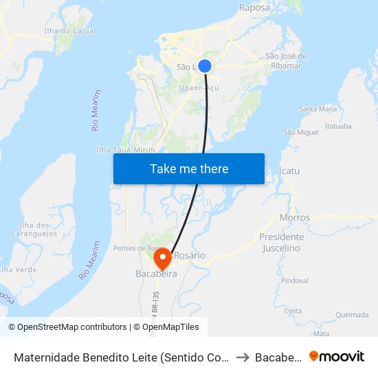 Maternidade Benedito Leite (Sentido Cohab) to Bacabeira map