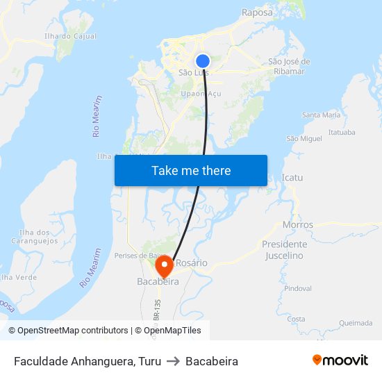 Faculdade Anhanguera, Turu to Bacabeira map