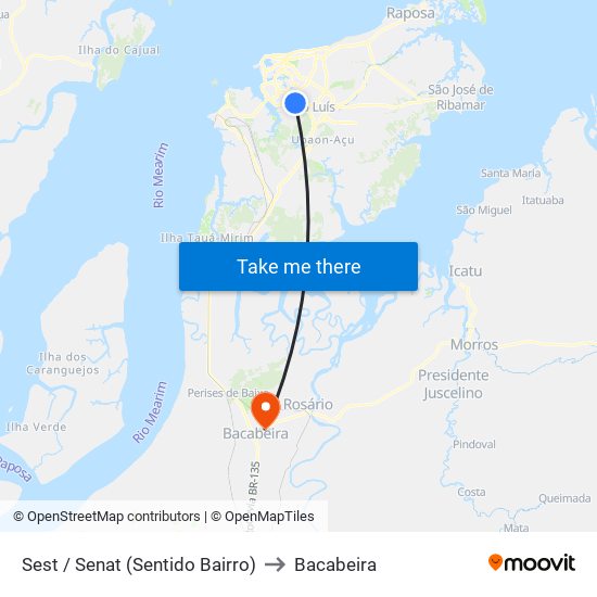 Sest / Senat (Sentido Bairro) to Bacabeira map