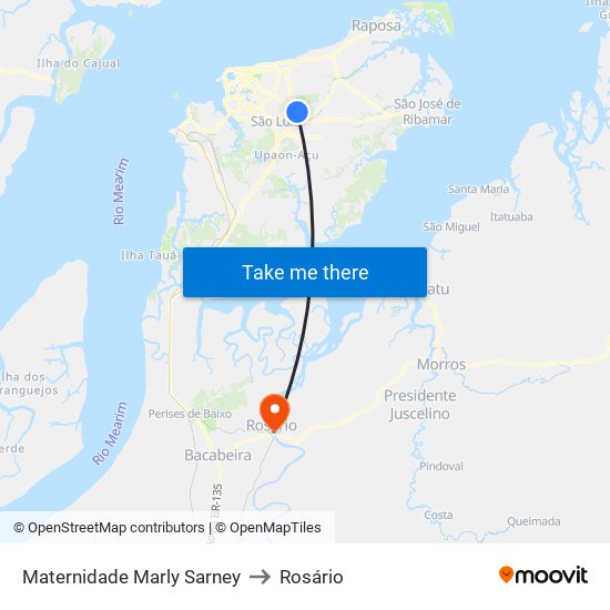 Maternidade Marly Sarney to Rosário map