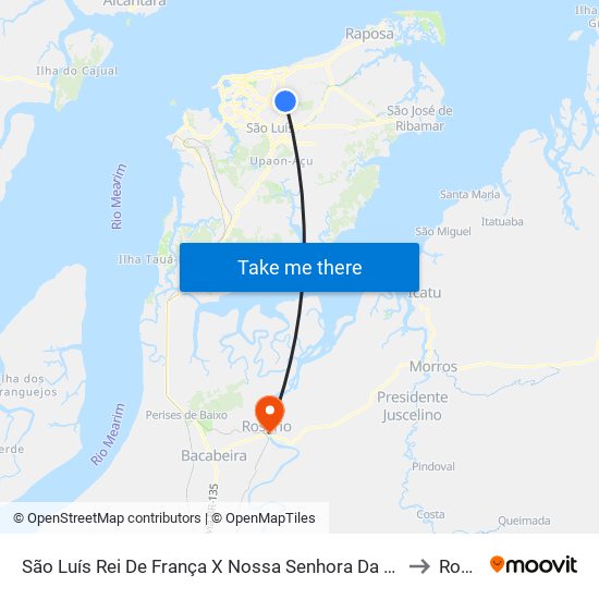 São Luís Rei De França X Nossa Senhora Da Vitória (Sentido Centro) to Rosário map