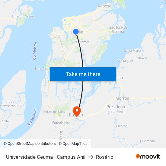 Universidade Ceuma - Campus Anil to Rosário map