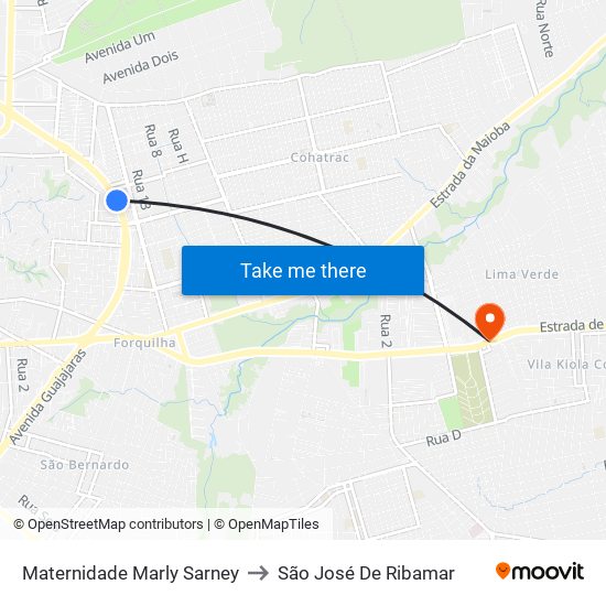 Maternidade Marly Sarney to São José De Ribamar map