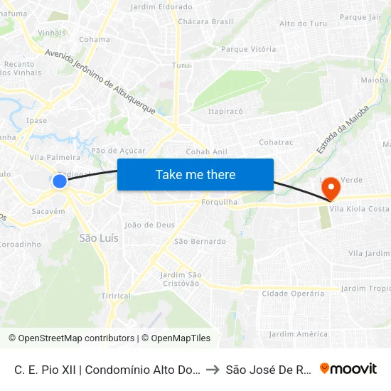C. E. Pio XII | Condomínio Alto Dos Franceses to São José De Ribamar map