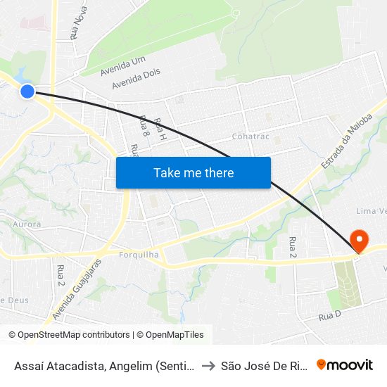 Assaí Atacadista, Angelim (Sentido Centro) to São José De Ribamar map