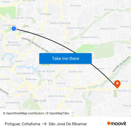 Potiguar, Cohafuma to São José De Ribamar map