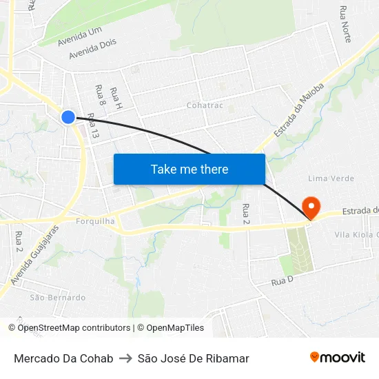 Mercado Da Cohab to São José De Ribamar map