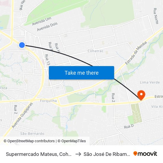 Supermercado Mateus, Cohab to São José De Ribamar map