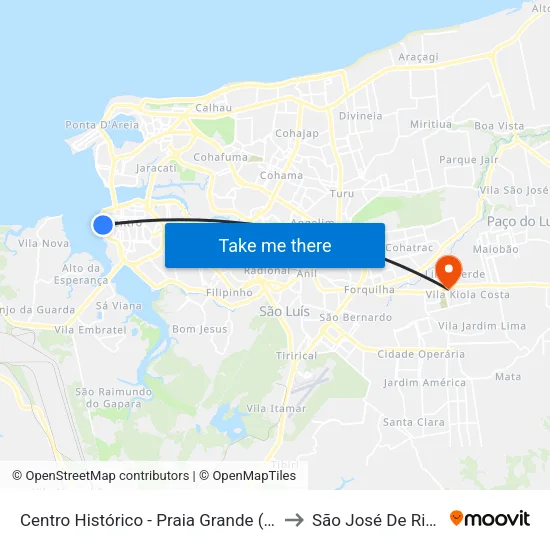 Centro Histórico - Praia Grande (Externa 1) to São José De Ribamar map