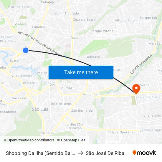 Shopping Da Ilha (Sentido Bairro) to São José De Ribamar map