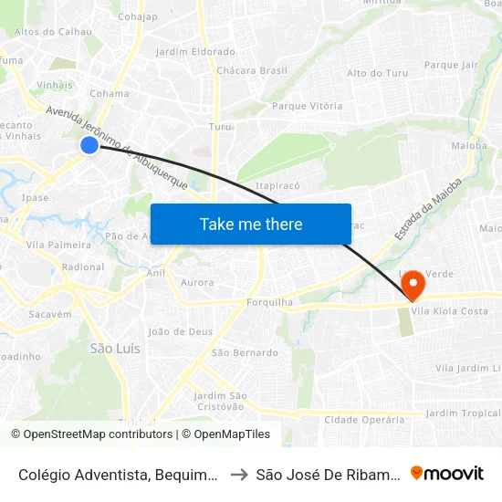 Colégio Adventista, Bequimão to São José De Ribamar map