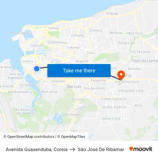 Avenida Guaxenduba, Coreia to São José De Ribamar map