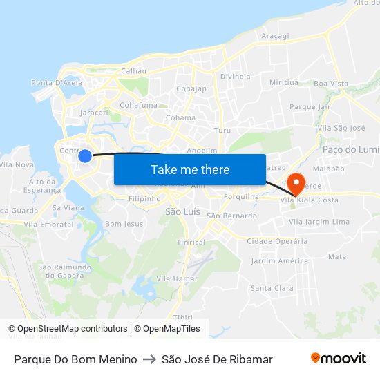 Parque Do Bom Menino to São José De Ribamar map