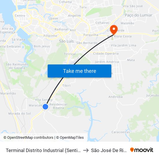 Terminal Distrito Industrial (Sentido Centro) to São José De Ribamar map