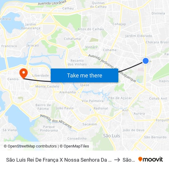 São Luís Rei De França X Nossa Senhora Da Vitória (Sentido Bairro) to São Luis map