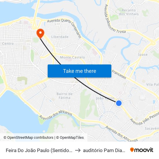 Feira Do João Paulo (Sentido Bairro) to auditório Pam Diamante map
