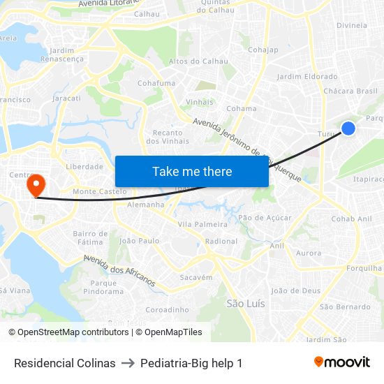 Residencial Colinas to Pediatria-Big help 1 map