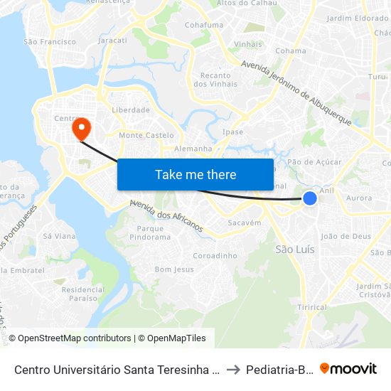 Centro Universitário Santa Teresinha - Cest (Sentido Centro) to Pediatria-Big help 1 map