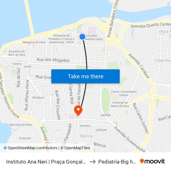 Instituto Ana Neri | Praça Gonçalves Dias to Pediatria-Big help 1 map