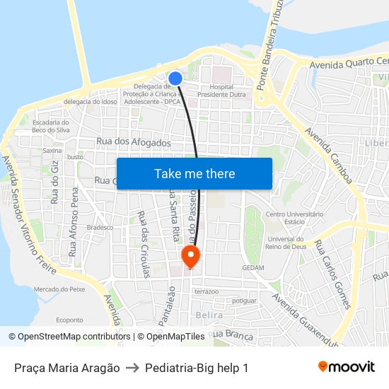 Praça Maria Aragão to Pediatria-Big help 1 map