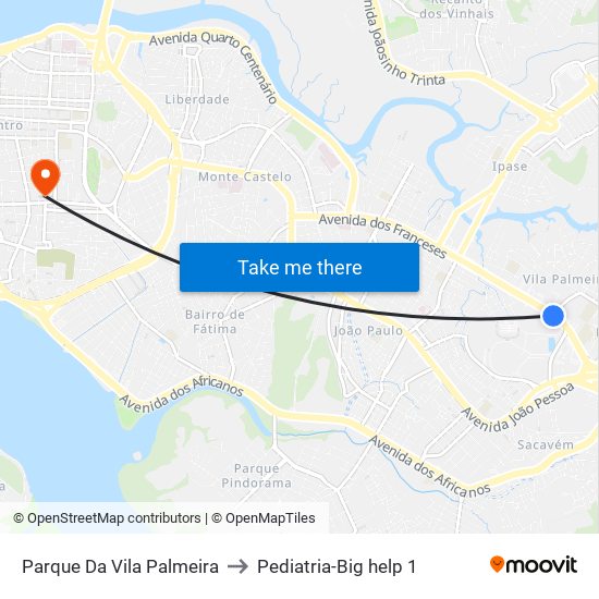 Parque Da Vila Palmeira to Pediatria-Big help 1 map