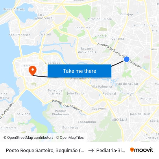 Posto Roque Santeiro, Bequimão (Sentido Centro) to Pediatria-Big help 1 map