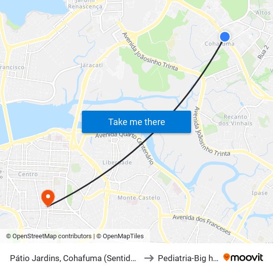 Pátio Jardins, Cohafuma (Sentido Centro) to Pediatria-Big help 1 map