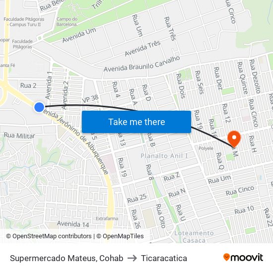 Supermercado Mateus, Cohab to Ticaracatica map