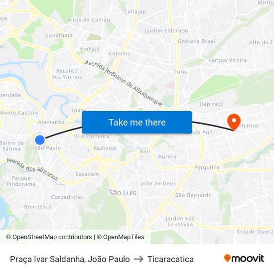 Praça Ivar Saldanha, João Paulo to Ticaracatica map
