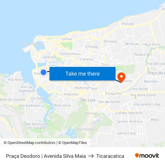 Praça Deodoro | Avenida Silva Maia to Ticaracatica map