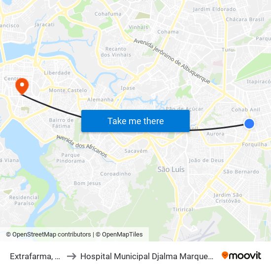 Extrafarma, Cohab to Hospital Municipal Djalma Marques - Socorrão I map