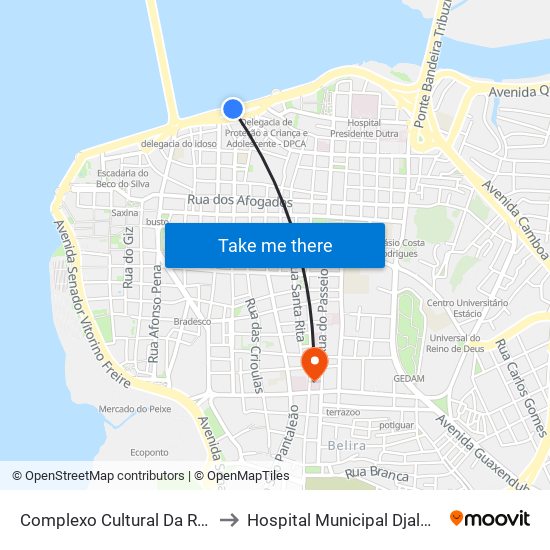 Complexo Cultural Da Rffsa | Avenida Beira Mar to Hospital Municipal Djalma Marques - Socorrão I map