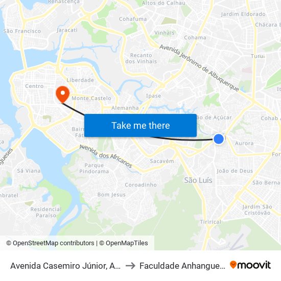 Avenida Casemiro Júnior, Anil to Faculdade Anhanguera map