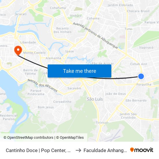 Cantinho Doce | Pop Center, Cohab to Faculdade Anhanguera map