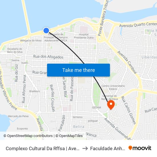 Complexo Cultural Da Rffsa | Avenida Beira Mar to Faculdade Anhanguera map