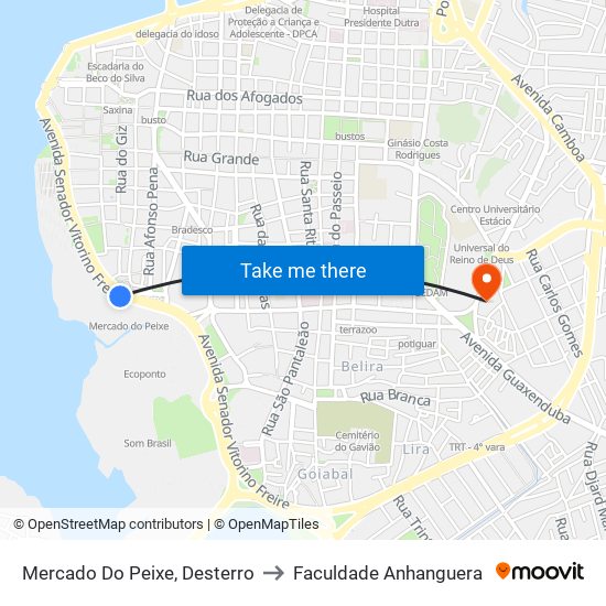 Mercado Do Peixe, Desterro to Faculdade Anhanguera map