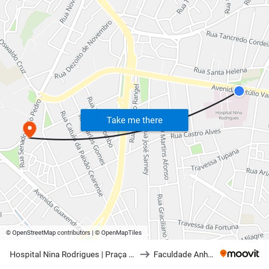 Hospital Nina Rodrigues | Praça Da Conceição to Faculdade Anhanguera map