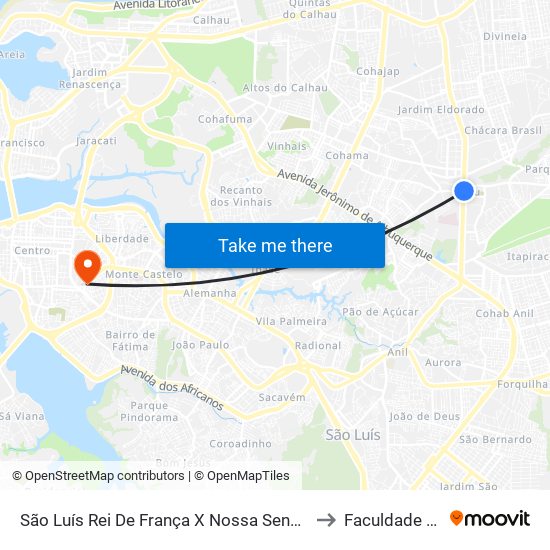 São Luís Rei De França X Nossa Senhora Da Vitória (Sentido Bairro) to Faculdade Anhanguera map