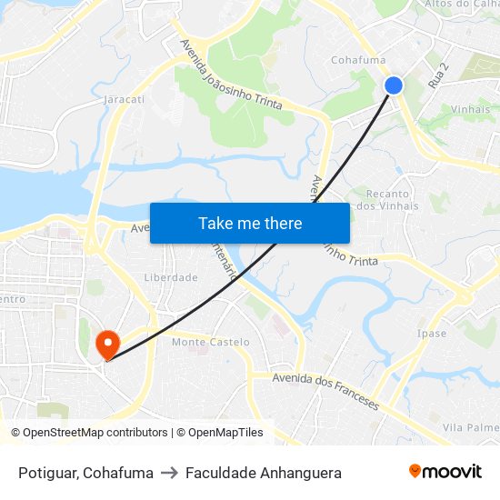 Potiguar, Cohafuma to Faculdade Anhanguera map