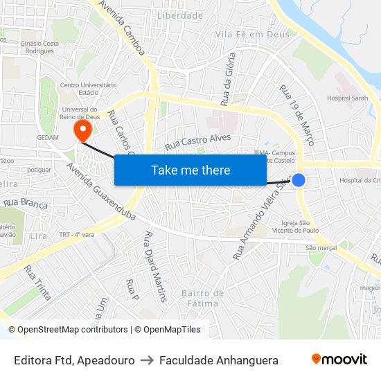 Editora Ftd, Apeadouro to Faculdade Anhanguera map