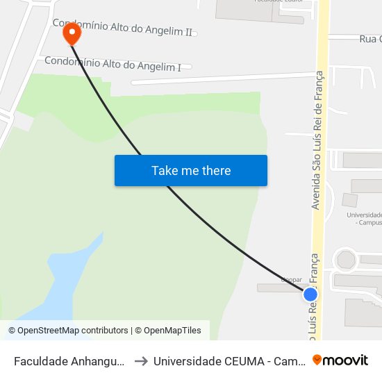 Faculdade Anhanguera, Turu to Universidade  CEUMA - Campus TURU map