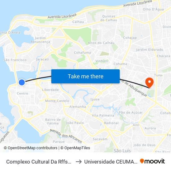Complexo Cultural Da Rffsa | Avenida Beira Mar to Universidade  CEUMA - Campus TURU map