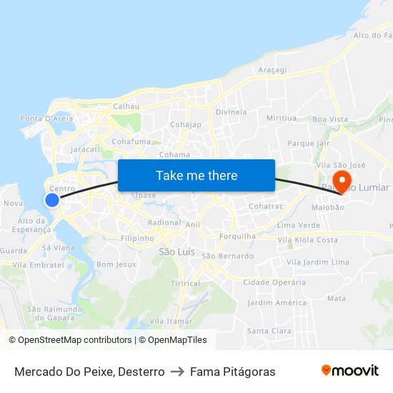 Mercado Do Peixe, Desterro to Fama Pitágoras map